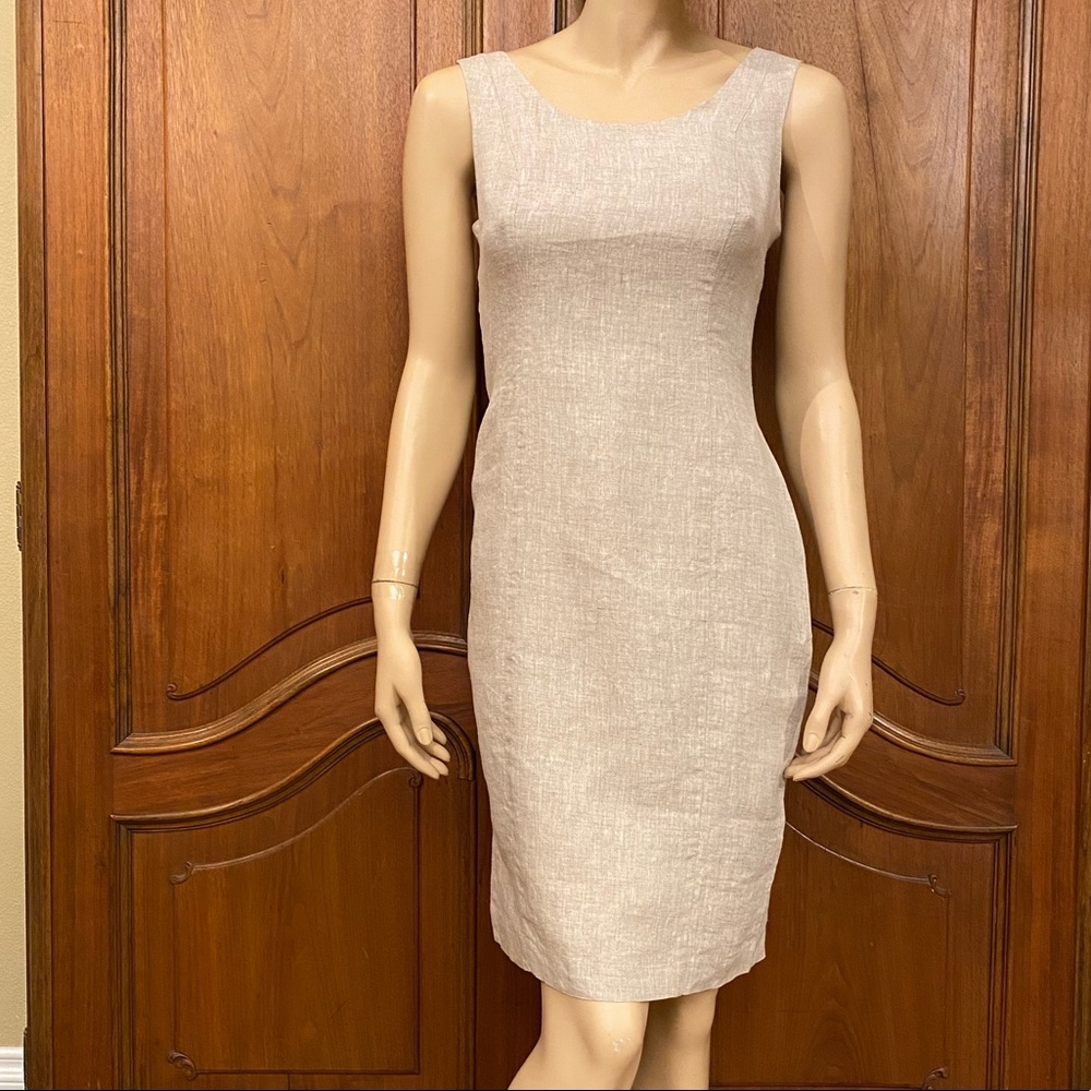 Vintage 90s Dress Linen Moda International Midi Dress Coastal Grandmother Size 4